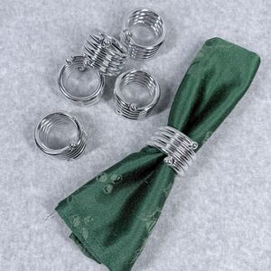 Set of 6 Vintage Silvertone Coiled Spiral Napkin Holder Rings  1-3/4" HEAVY